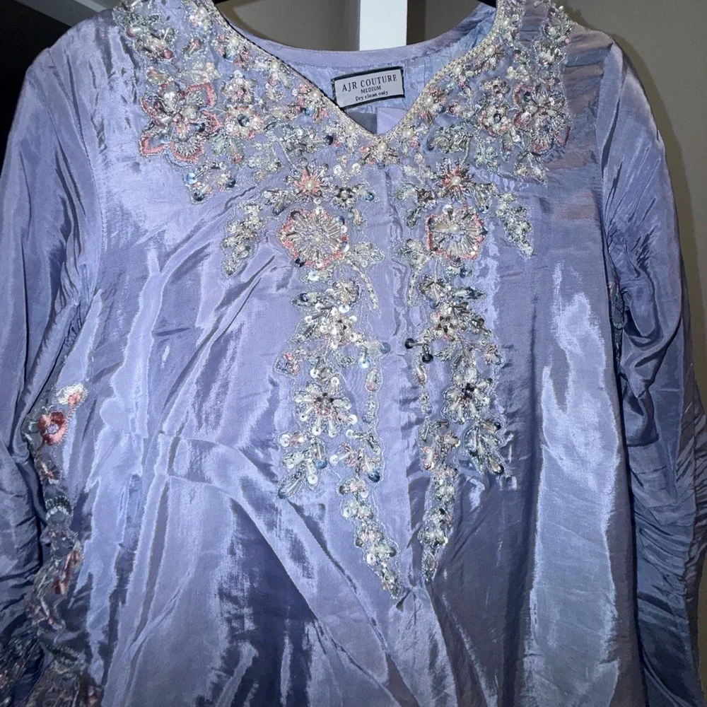 AJR Fancy Raw Silk 3 Piece Pakistani Suit - Picture 3 of 6
